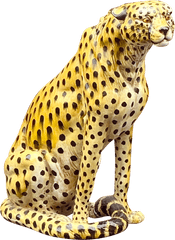 Vintage Life Size Ceramic Cheetah - Animal Figure Png