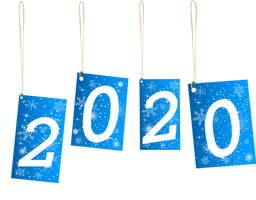 New Year 2020 Text Font Electric Blue For Happy Greeting Cards - Free PNG