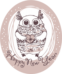 Download New Year Owl Bird Of Prey Circle For Happy - Happy New Year Owl Png