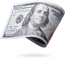 United States One Hundred - Transparent Background 100 Dollar Bill Png