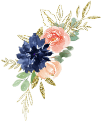 Watercolor Flowers Floral Sticker By Stephanie - Blue And Peach Watercolor Flowers Png