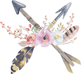 Retro Nostalgia Flower Feathers Arrow - Sticker Laura Png