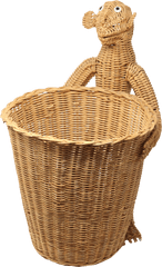 Mario Lopez Torres Monkey Waste Basket Or Trash Can - Wicker Png