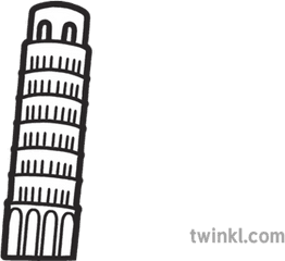 Leaning Tower Of Pisa Map Icon Landmark - Leaning Tower Of Pisa Clipart Black And White Png