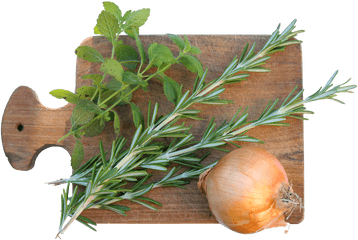 Cutting Board Spices Rosemary Onion - Onion Cutting Board Png