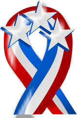 Red White And Blue Ribbon With Stars Svg Vector - Vertical Png