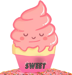 Download Cupcake Cute Kawaii Yummy Food Pink Tumblr Icecream - Ice Cream Png