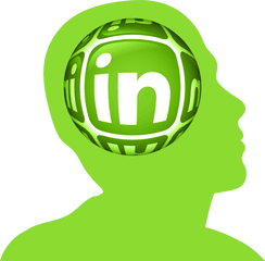 Linkedin Symbol In Human Head Green - Computer Network Png