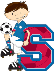 Soccer Football Boy Learning Letter S - Football Clipart Football Png