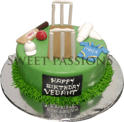 Download Cricket Cake Theme - Squiggly Line Full Size Png Happy Birthday Vedant Cricket Cake