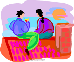 Two People Sitting - Two People Sitting On Rooftop Png