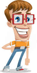Cute Nerd With Glasses Cartoon Vector Character Design Graphicmama - Cartoon Character With Square Glasses Png