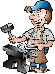 Blacksmith Worker With Tools - Transparent Blacksmith Clipart Png