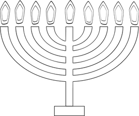 Menorah Candle Holder Hanukkah Png - Hanukkah Menorah Outline With 9