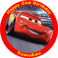 Download Hd Lightning Mcqueen Cake - Lightning Mcqueen Round Png