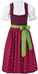 Red Dirndl Dress With Green Belt Transparent Png - Stickpng Dirndl Png