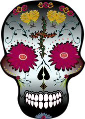 Dead Traditional Flower Skull - Day Of The Dead Png