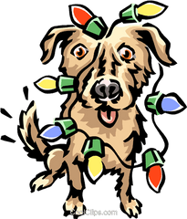 Dog Covered In Christmas Lights Royalty Free Vector Clip Art - Dog Png