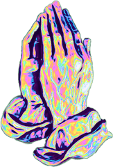 Download Hands Prayer Hand Praying Hologram Holographic Holo - Prayer Hands Png Sticker