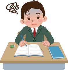 Teen Doing Homework Clipart - Student Stress Png Cartoon