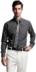 Men Dark Grey Shirt With Tie - Tie For Dark Grey Shirt Png