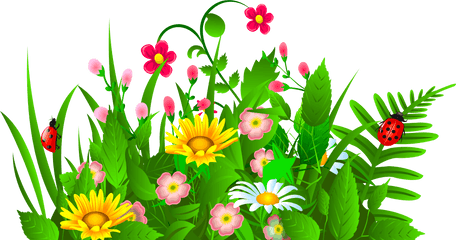 Grass With Flower Clipart - Garden Of Flowers Clipart Png