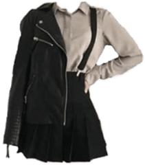 Png Suspenders Leather Jacket - Korean Fashion