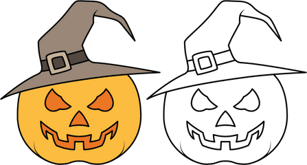 Halloween Coloring Pumpkin Hat - Halloween Png