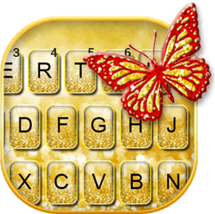 Gold Glitter Butterfly Keyboard Theme - Google Play Girly Png