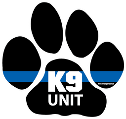 K9 Unit Paw Print Thin Blue Line Decal - Graphic Design Png