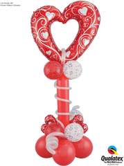 Red And White Heart Column - Valentines Day Balloon Column Png