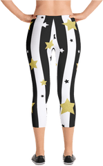 Golden Stars And Stripes Capri Leggings - Capri Pants Png