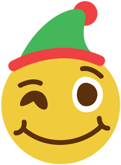 Winking Elf Hat Face Emoticon 2 - Winking Elf Emoji Png