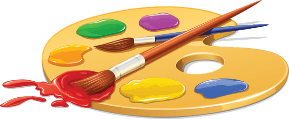 Palette Painting Brush Clip Art - Paint Brush And Palette Png