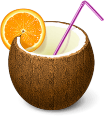 Coconut Coctail - Coconut With Straw Png