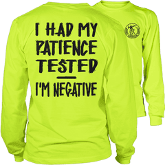 Patience - Hiviz Work Shirt Long Sleeve Png