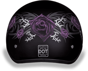 Dot Daytona Skull Cap - W Purple Rose Motorcycle Helmet Png