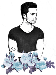 More Links - Sebastian Stan White Background Full Size Png Side Border Flower Png