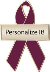 Burgundy Awareness Ribbons Lapel Pins Personalized Cause - Awareness Ribbon Png