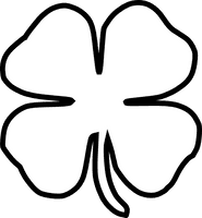 Clover Plant Art Fourleaf Black White - Free PNG