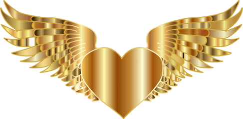 Heart Wings Flying - Transparent Gold Angel Wings Png