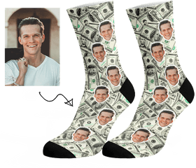 Custom 100 Dollar Bill Face Socks - Sock Png