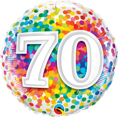 Qualatex Rainbow Confetti Age 7070th Birthday 18 Inch Foil Balloon - Ballon Anniversaire 40 Ans Png