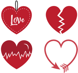 Valentine Icon Four Red Love Shapes - Girly Png