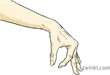 Old Woman Hand Holding Object Between Forefinger And Thumb - Old Woman Hand Illustration Png