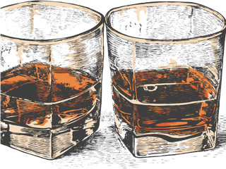 Whiskey Glasses Drawing Transparent - Glass Whiskey Tattoo Png