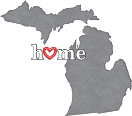 State Map Outline Michigan With Heart In Home Kids T - Shirt Muskegon Michigan On Map Png