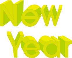 New Year Green Yellow Text For Happy Games - Free PNG