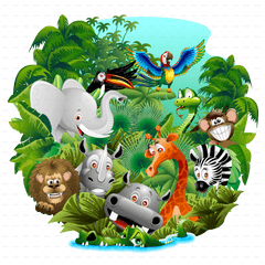 Wild Animals Cartoon - Wild Animals Cartoon In Jungle Png