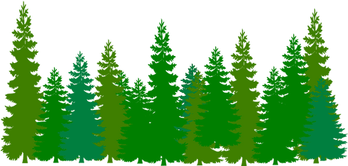 Green Tree Line Clip Art - Pine Trees Silhouette Png